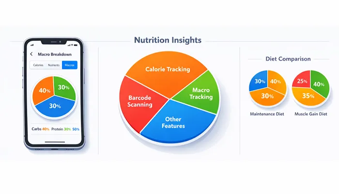 Nutrition report showing macro and micronutrient tracking in calorie tracking app