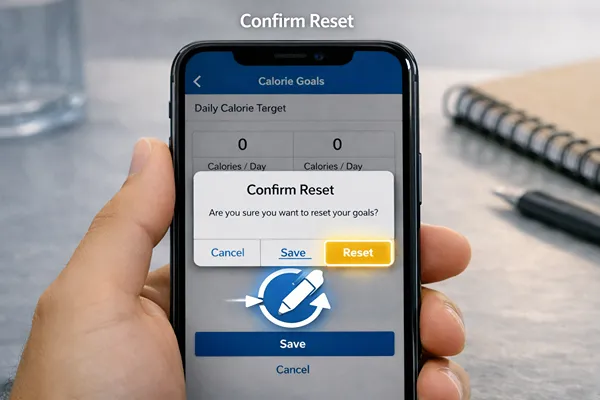 confirm reset myfitnesspal counter save changes screen