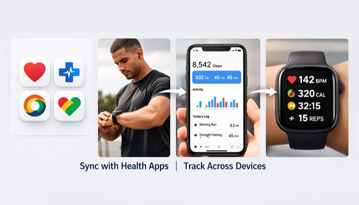 Fitness app integration with Apple Health Google Fit Fitbit and wearable devices