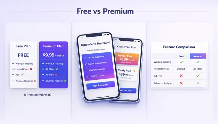 Free vs premium pricing comparison of MyFitnessPal and MynetDiary apps