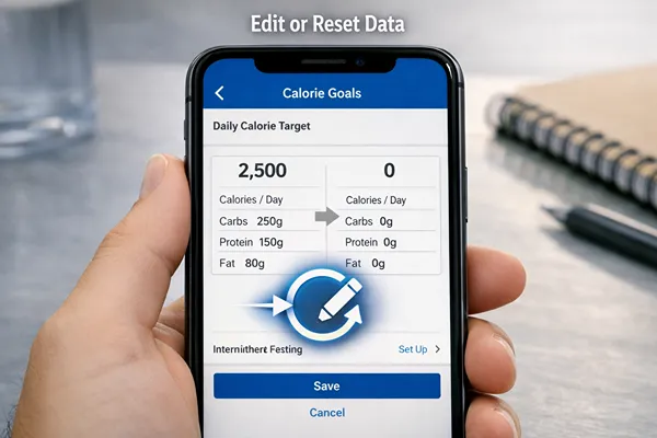 go to diary section in myfitnesspal to reset counter