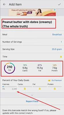 MyFitnessPal nutrients page showing protein carbs fat and fiber tracking