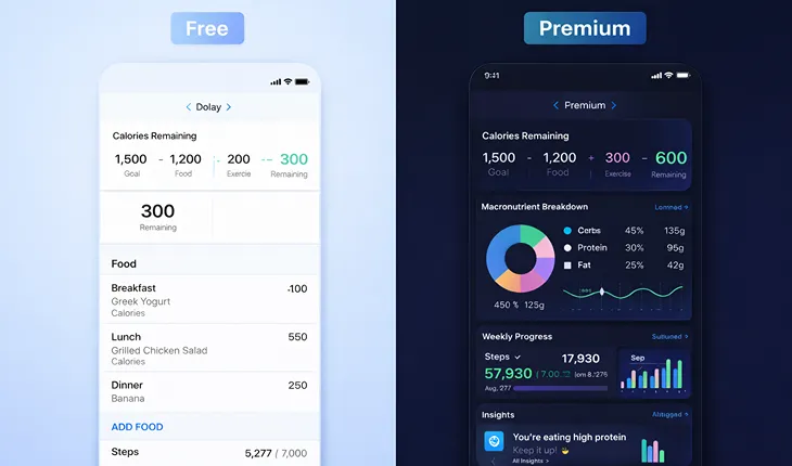 myfitnesspal free vs premium features comparison chart