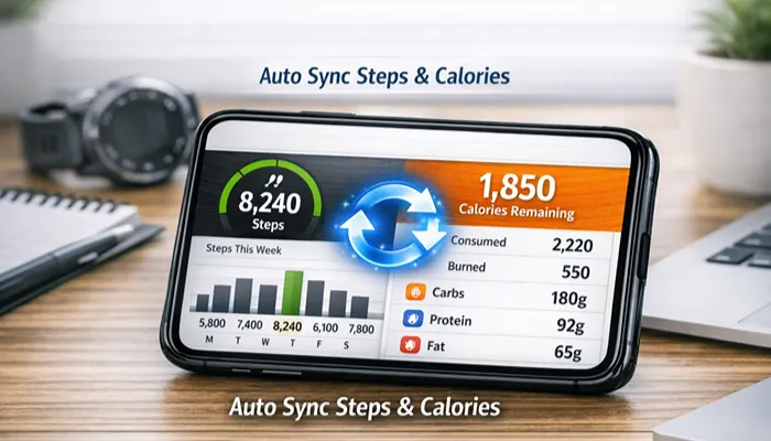 Data synced between Garmin and MyFitnessPal steps calories workouts