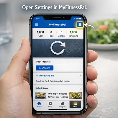 open myfitnesspal settings step to reset counter