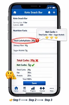 Net carbs vs total carbs issue in MyFitnessPal Difference between total carbs and net carbs in MyFitnessPal keto tracking