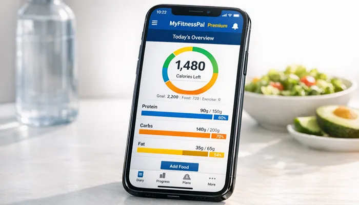MyFitnessPal premium dashboard showing calorie tracking